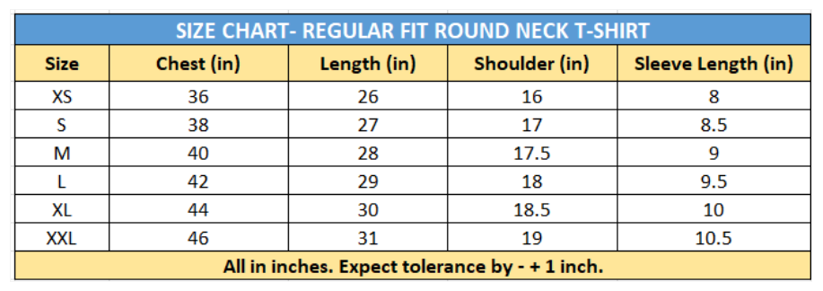 Round Neck T-Shirt – Pure Cotton | Regular Fit | 180 GSM
